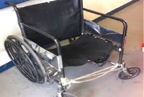 damaged wheelchair, an example of a poorly maintained durable medical equipment