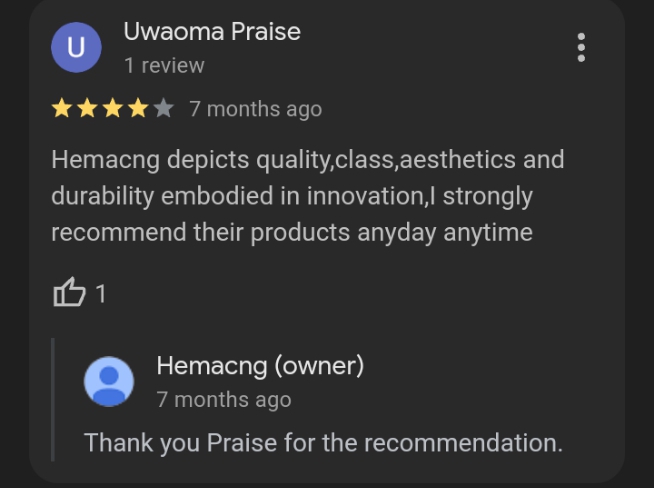 HemacNG customer review as a reliable medical equipment supplier 