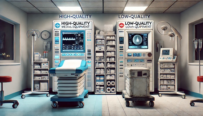 comparison image of high-quality vs. low-quality medical devices, highlighting the importance of Affordable Quality Medical Equipment