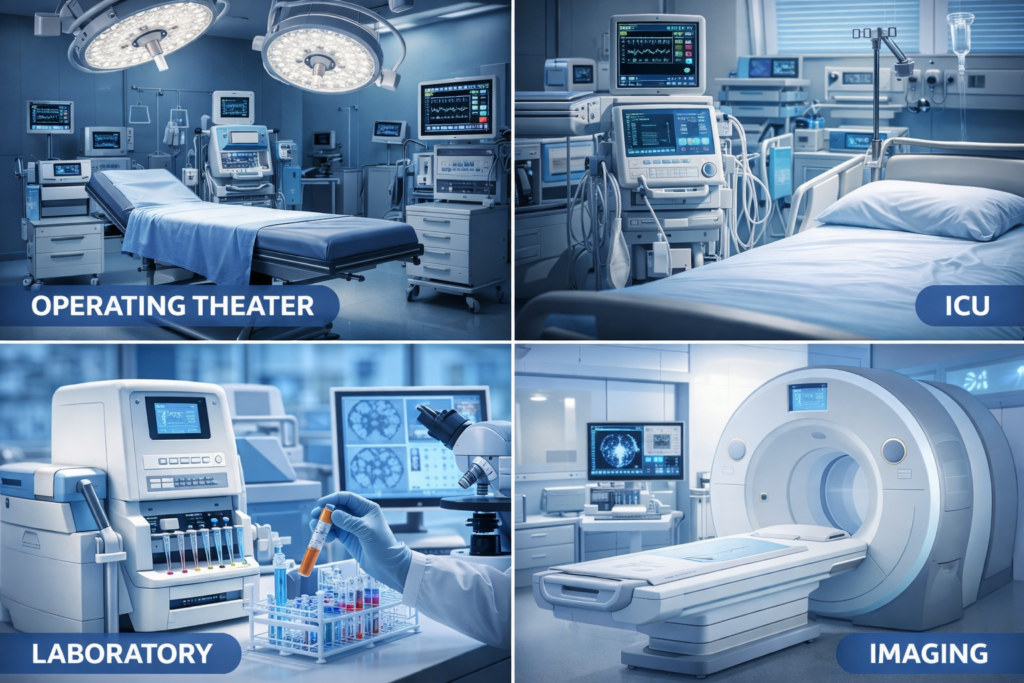 Medical equipment across hospital departments, the biggest investment in owning a hospital