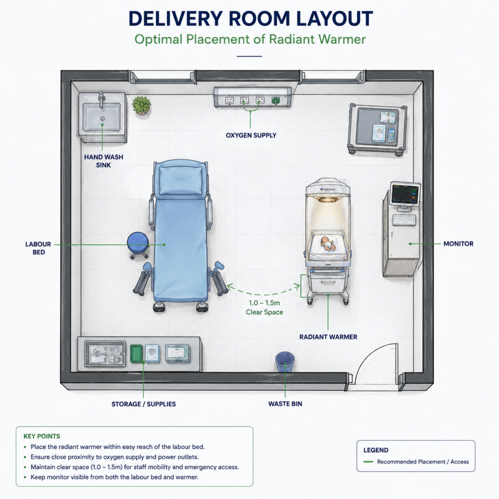 Planning delivery room layout before buying an infant radiant warmer in Nigeria