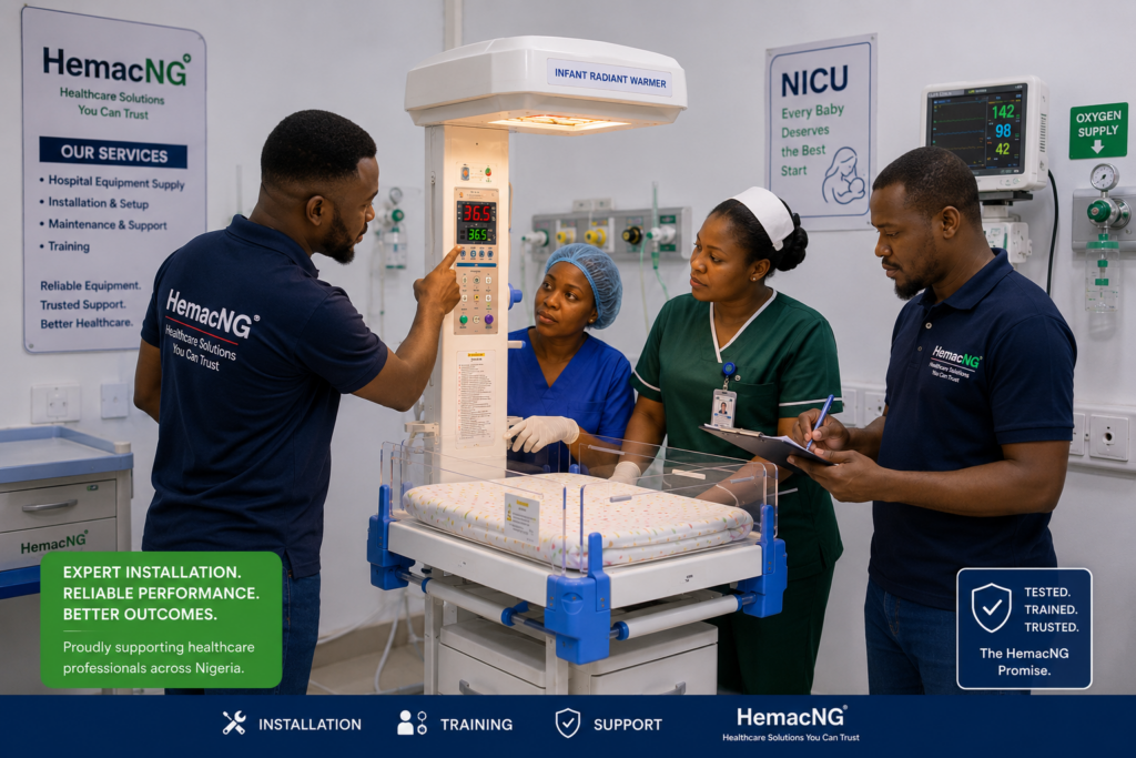HemacNG supporting hospitals buying an infant warmer in Nigeria