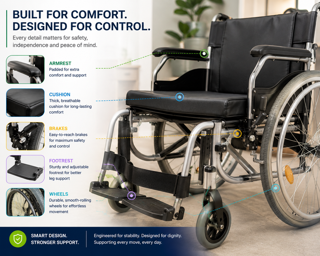 Wheelchair features for stroke patients