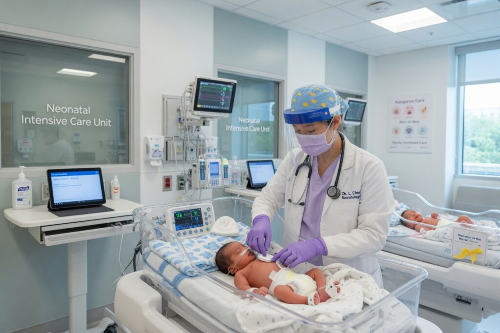 Modern neonatal unit equipped for newborn care