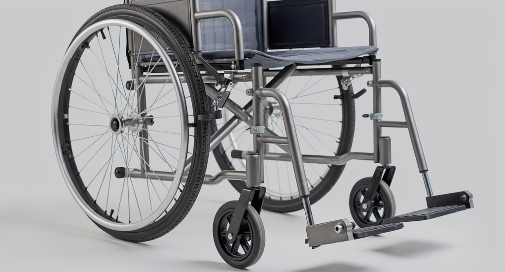 Close-up of wheelchair features, including brakes, rear wheels, footrests, armrests, and folding frame. best wheelchairs to buy in Nigeria