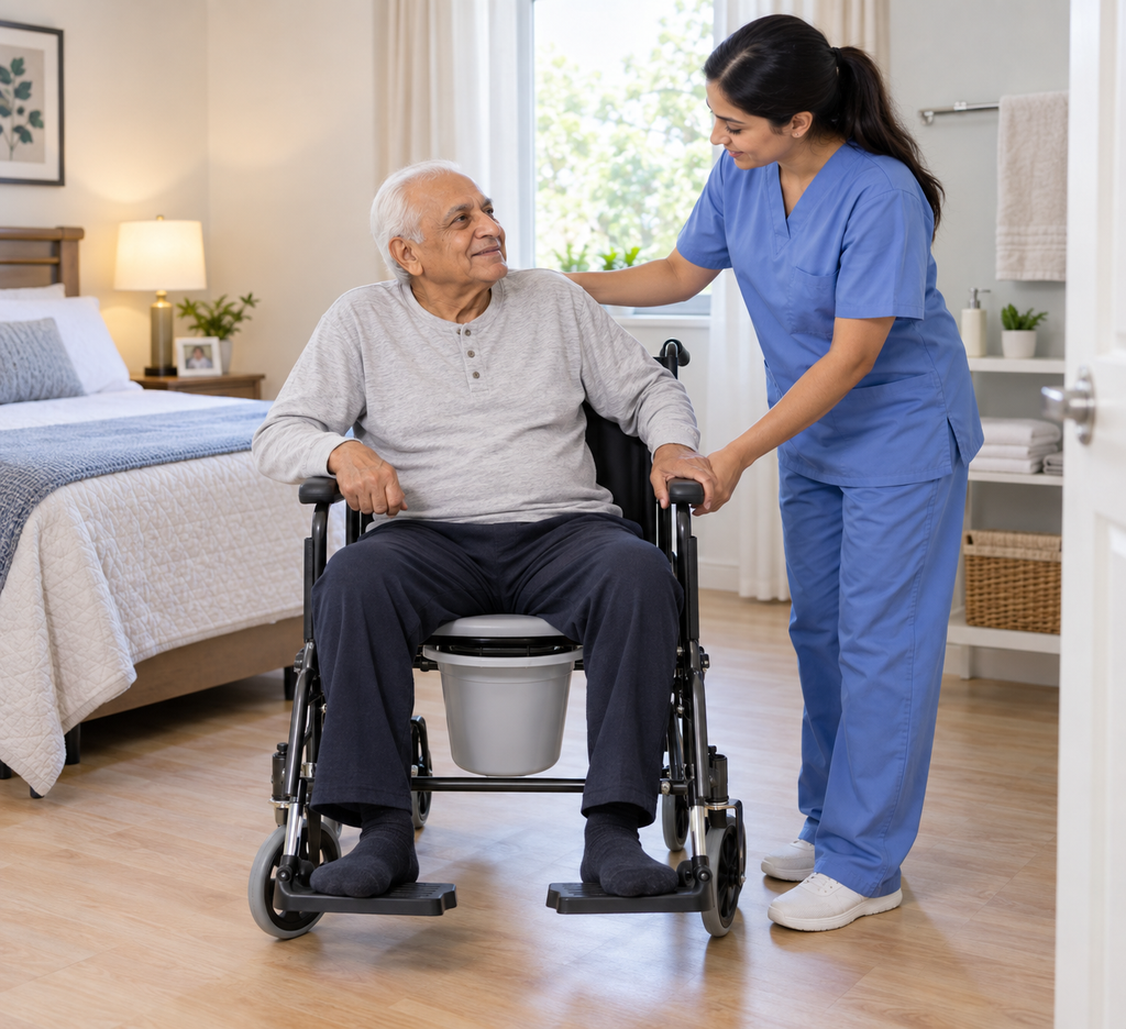 Commode wheelchair for elderly people in Nigeria