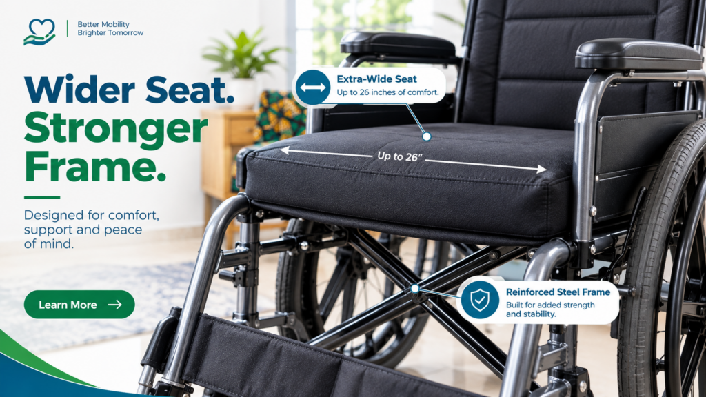 Extra-wide heavy-duty wheelchair in Nigeria